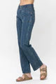 Elastic Waist Straight Jean - Med. Blue