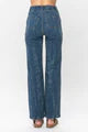 Elastic Waist Straight Jean - Med. Blue