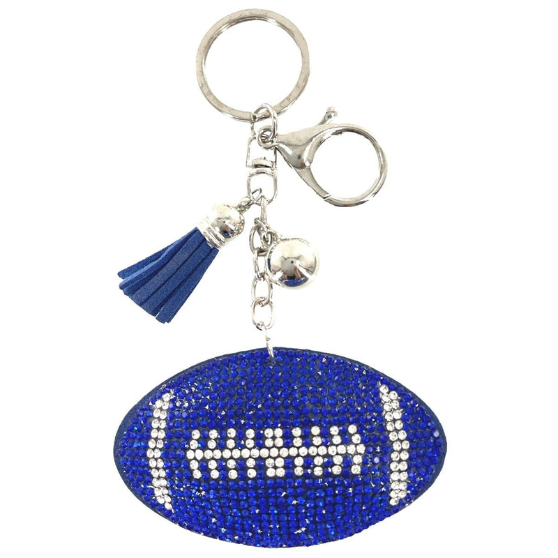 Rhinestone Football Keychain - Royal Blue