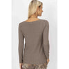 Large Ribbed V-Neck Top - Taupe