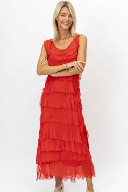 Full Length Silkiness Dress - Red