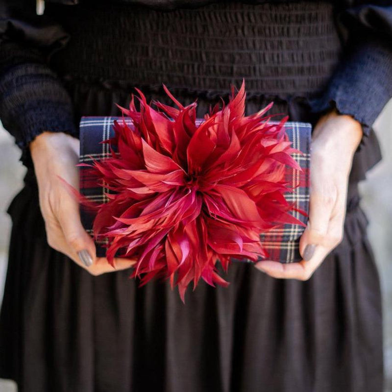 Red Plaid Ruby Feather Handbag