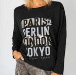 Travel Inspired Pull-over Top - Black