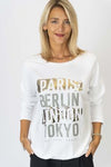 Travel Inspired Pull-over Top - White