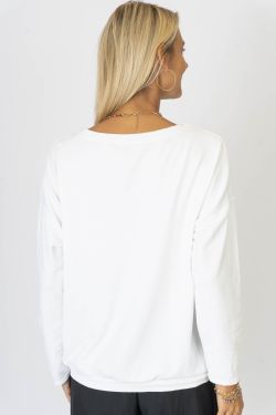 Travel Inspired Pull-over Top - White