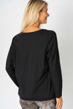 Travel Inspired Pull-over Top - Black