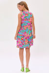 Lizzy Sleeveless Tiered Dress - Aqua/Pink
