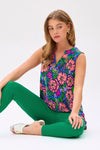 Sleeveless Bright Floral Top - Blue Multi