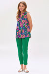 Sleeveless Bright Floral Top - Blue Multi