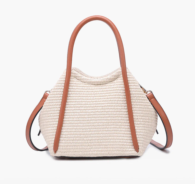 Brynne Vegan Straw Handbag - Nat/Brown