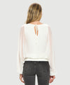 Tie-Back Chiffon Batwing Sleeve Top - Ivory