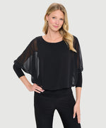 Chiffon Dolman Sleeve Top - Black