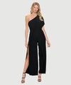 One Shoulder Overlay Jumpsuit - Black