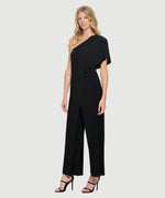 One Shoulder Overlay Jumpsuit - Black