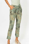 Newsprint Crinkle Jogger Pant - Sage