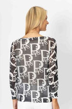 Dolman Sleeve "Paris" Knit Top - Wht/Blk