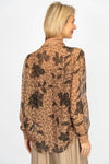 Leopard Print Button-Down Silk Top - Camel