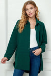 Quilted Button-Down Shacket - Hunter Green