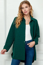 Quilted Button-Down Shacket - Hunter Green