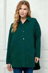 Quilted Button-Down Shacket - Hunter Green