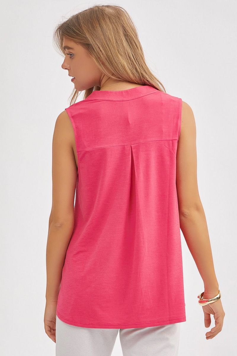 Sleeveless Solid Lizzy Top - Pink