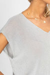 V-Neck Shimmer Top - Silver