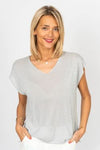 V-Neck Shimmer Top - Silver