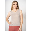 Shimmer Double V-Neckline Tank Top - Beige