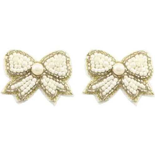 E337 - Beaded White and Pearl Bow