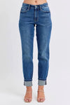 JB82624 - Mid Rise Boyfriend w/Cuff - Dk Denim