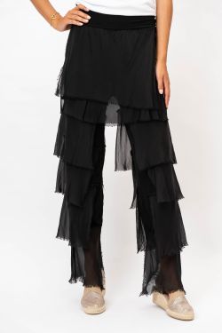 Chiffon Ruffle Pants - Black