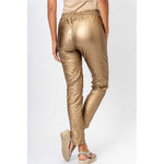 Stretchy Pleather Pant - Gold Metallica