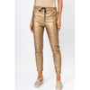 Stretchy Pleather Pant - Gold Metallica