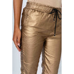 Stretchy Pleather Pant - Gold Metallica