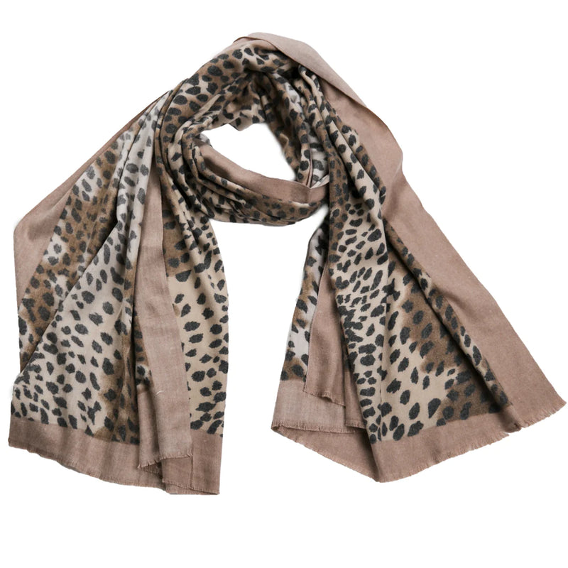 Chantel Cheetah Scarf - Taupe