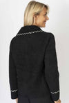 Braid Accent Knit Sweater Jacket - Black