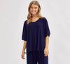 Cabana V-Neck Knit Tunic Top - Navy