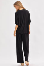 Coastal Knit Wide Leg Pant - Black