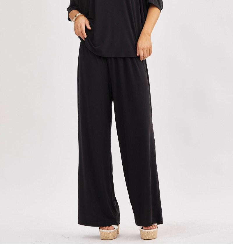 Coastal Knit Wide Leg Pant - Black