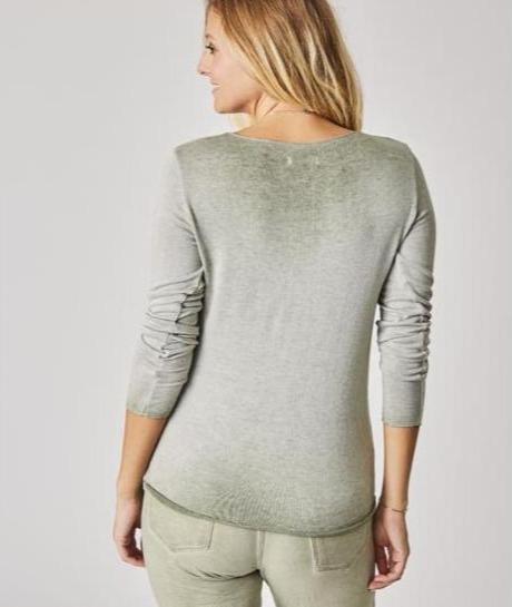 Silver Edge Detail Top - Olive