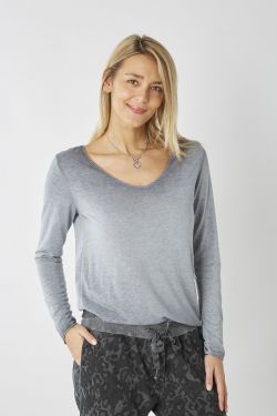 Silver Edge Detail Top - Dark Grey