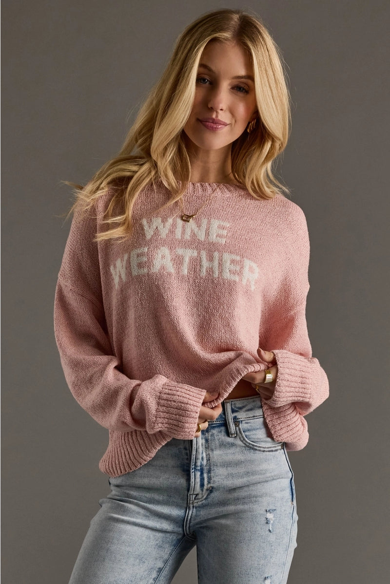 Wine Weather Sweater - Pink