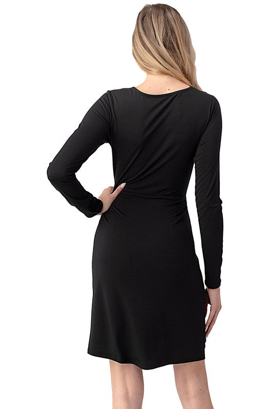 Twist Front Dress - Black