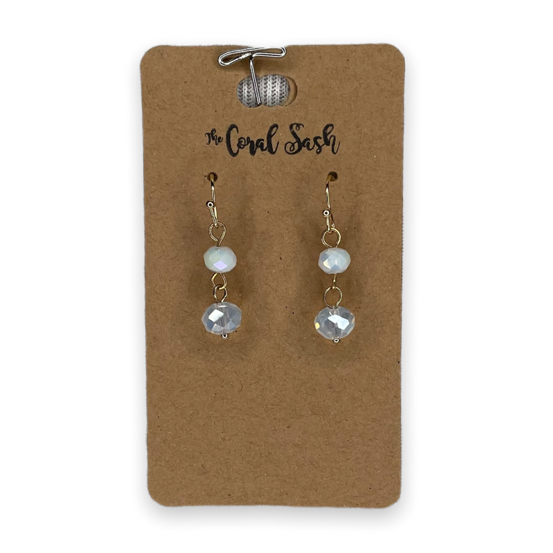 Top White & Iridescent Bead Earring