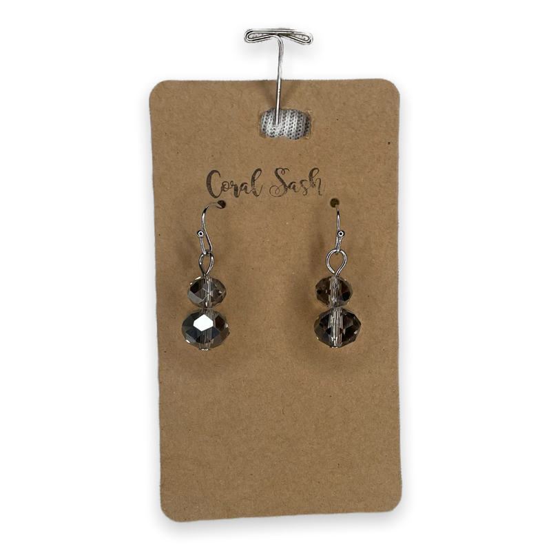 Double Crystal Bead Earring - Smokey