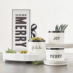 Eat, Dip and Be Merry Bowl Set - Black