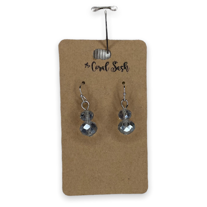 Double Crystal Bead Earring - Clear