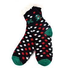 Xmas Tree Slipper Socks - Black